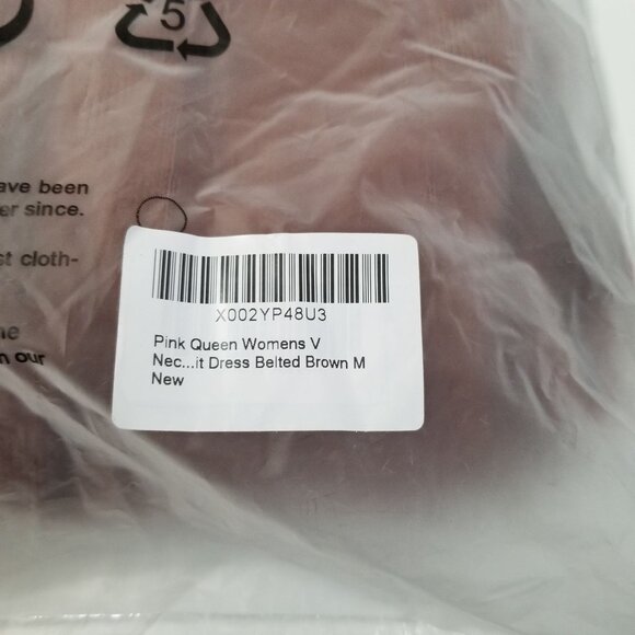 NEW Pink Queen Women's V Neck Maxi Knit Dress with Belt Color Brown Size M - Picture 7 of 8